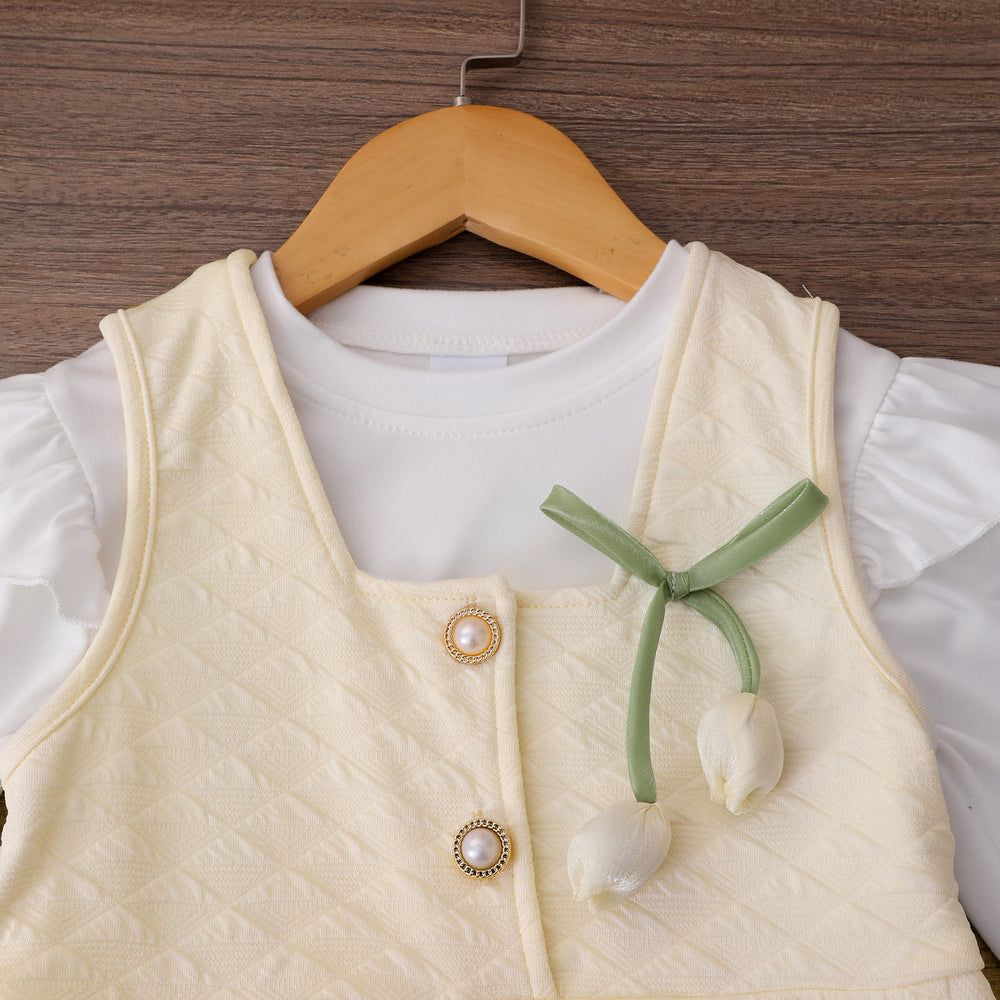 Girls' two-piece outfit: ruffle vest and flare pants set