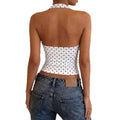 European and american style ins cross-border women's backless silm chest-wrapped summer t-shirt one-line collar halter neck sleeveless polka dot short tops
