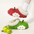Apple collar fleece socks [red & green - left/right foot random]