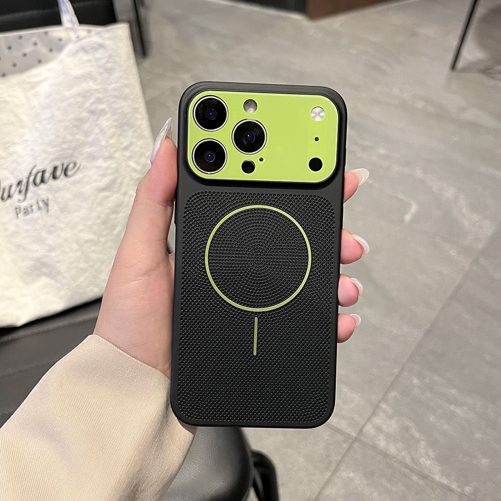 Suitable for iphone16 macaron contrasting color mesh cooling mobile phone case apple 17 thin and light large window protective case 15