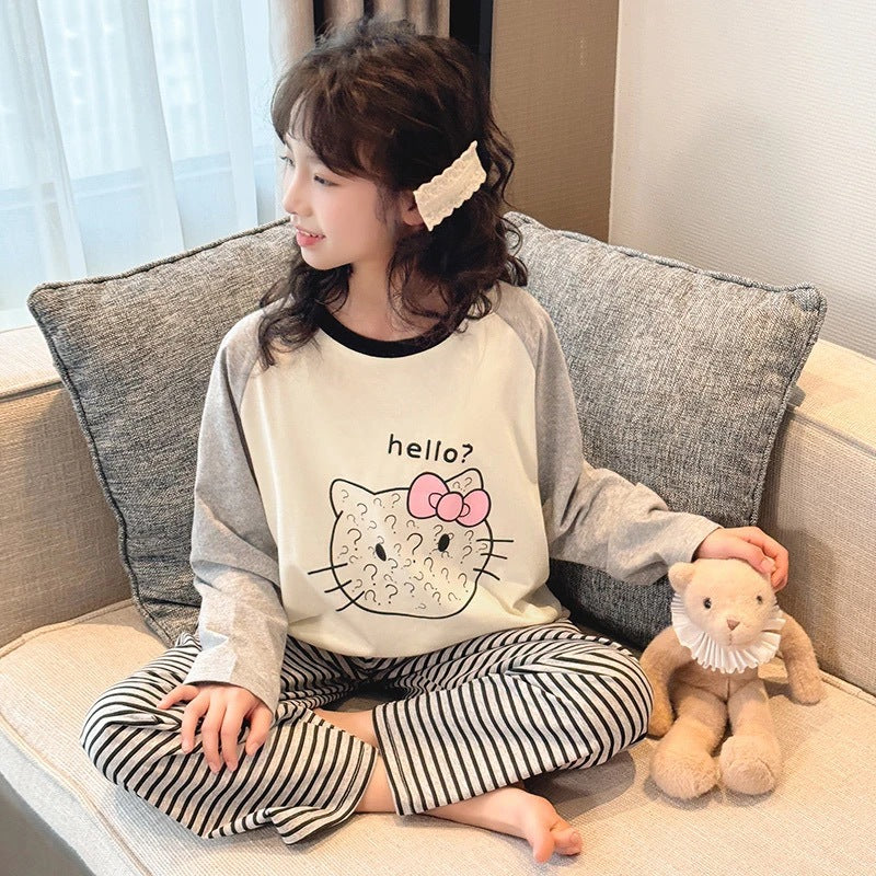 Girls' pajamas - spring/autumn cotton lightweight long sleeve set - new stylish princess style loungewear for kids