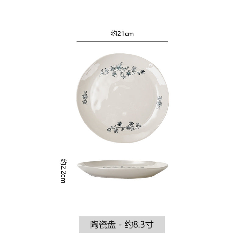 Chinoiserie underglaze ceramic seasoning dish stylish modern casual restaurant for home ceramic dish plate cooking soy sauce dish