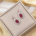 Tz-8235 silver rose red earrings
