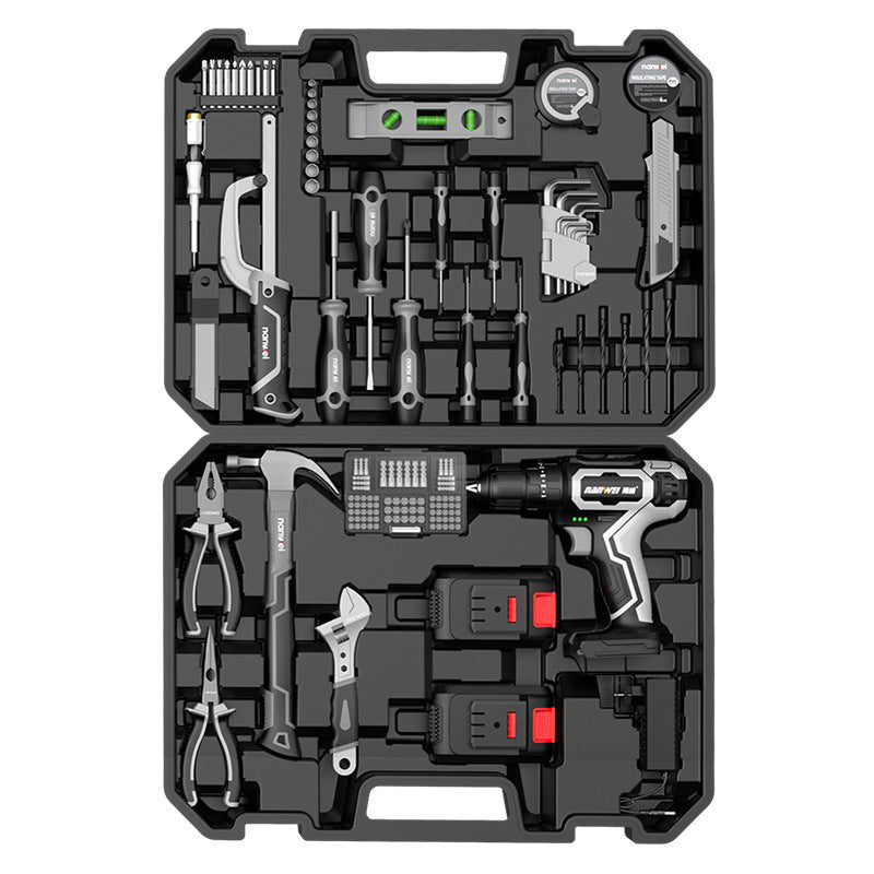 Nanwei brushless cordless drill kit 110-piece set, hand tool household multifunctional combination electric screwdriver