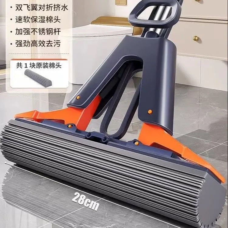 new sponge absorbent mop head - efficient one-wipe, two-clean, hands-free cleaning tool - sponge mop for home use
