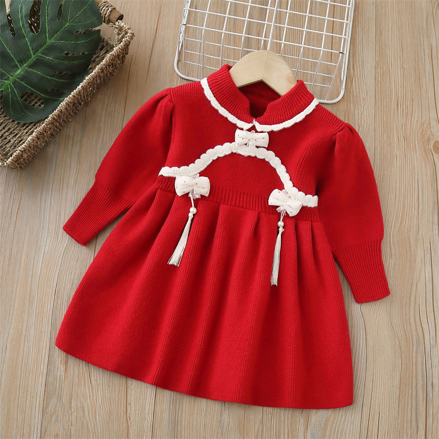 Girls' knit dress - new autumn/winter  collection - hanfu style qipao dress