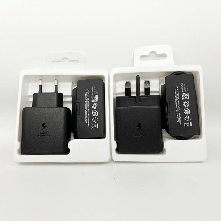 Original t845 charger, compatible with samsung phones, 45w european/uk plug, super fast charge 2.0 charging adapter