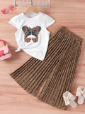 cross-border hot girls' summer new cartoon character graphic short-sleeve top + wide-leg pants casual two-piece set wholesale