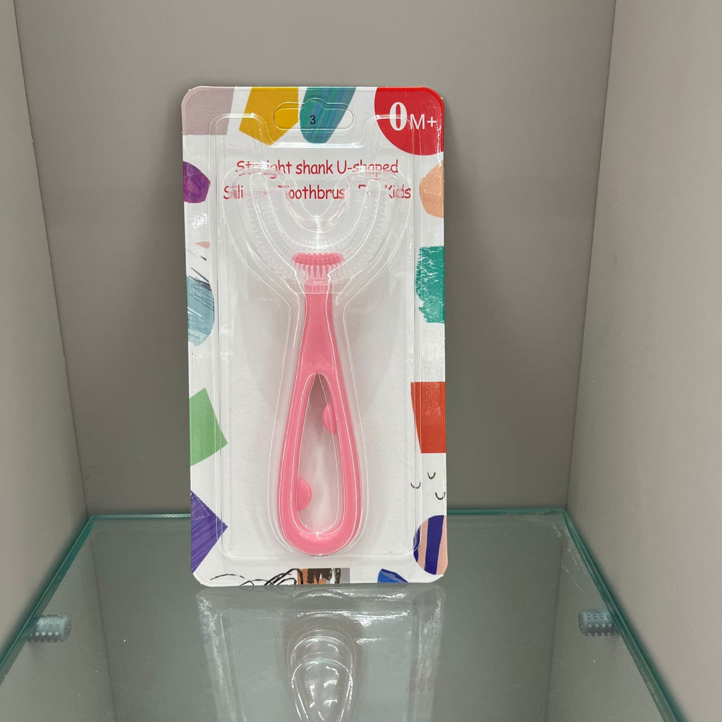 English card-mounted children's u-shaped liquid silicone manual baby toothbrush lazy oral brusher oral cleaning