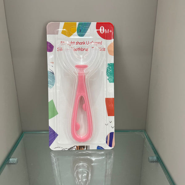English card-mounted children's u-shaped liquid silicone manual baby toothbrush lazy oral brusher oral cleaning