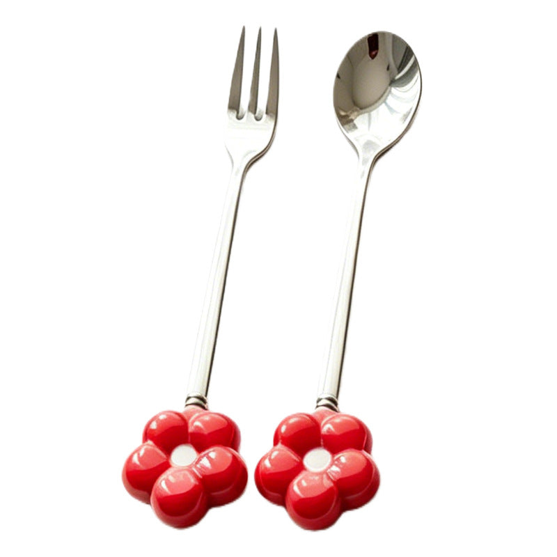 Creative sunflower stainless steel fruit fork desktop decoration ornament ceramic handle spoon exquisite afternoon tea fork wholesale
