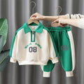Boys' fall/winter outfit set : stylish casual kids' hoodie and sweatpants two-piece set - trendy children's clothing wholesale