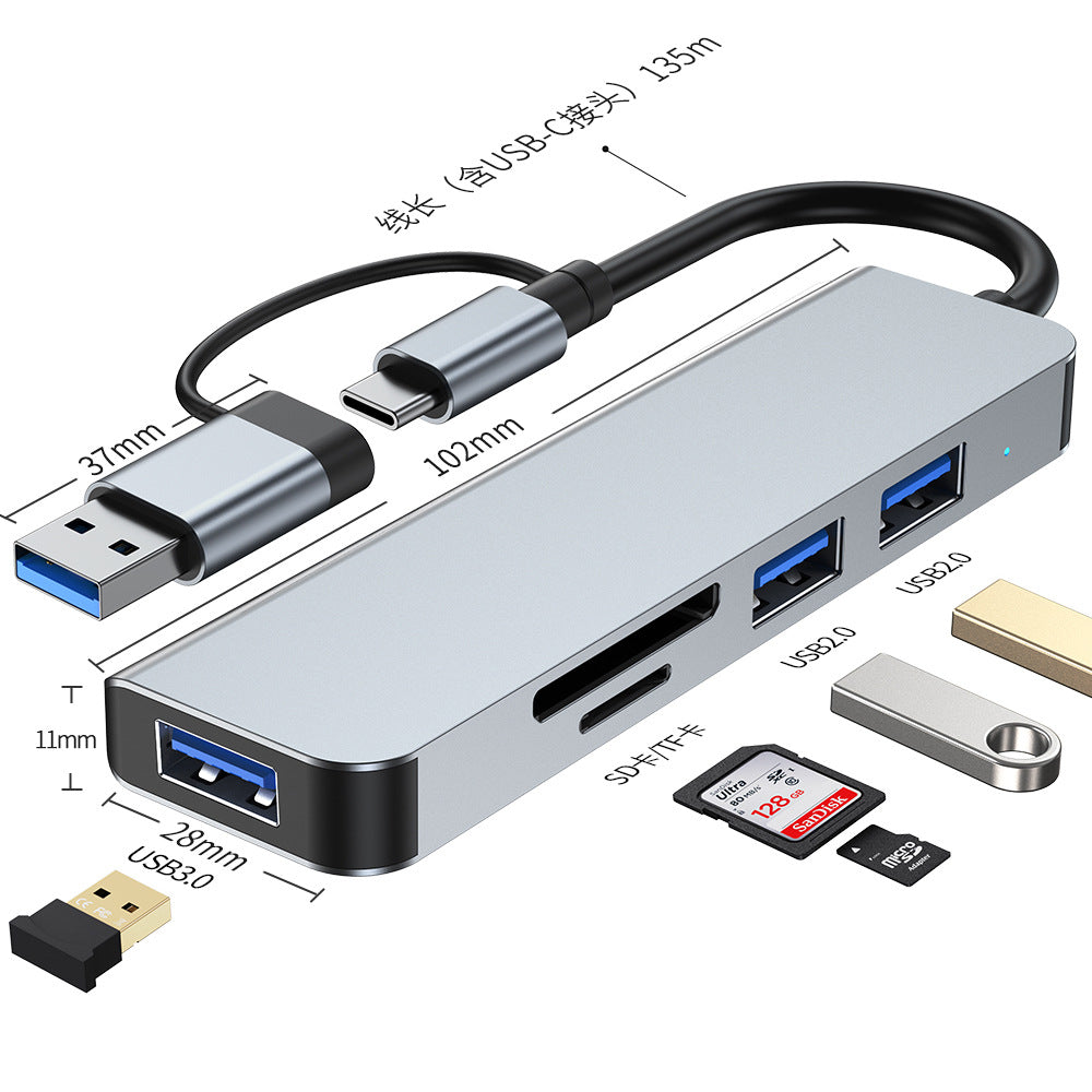 type-c splitter 5-in-1 usb one-to-four hub3.0 laptop multi-interface hub