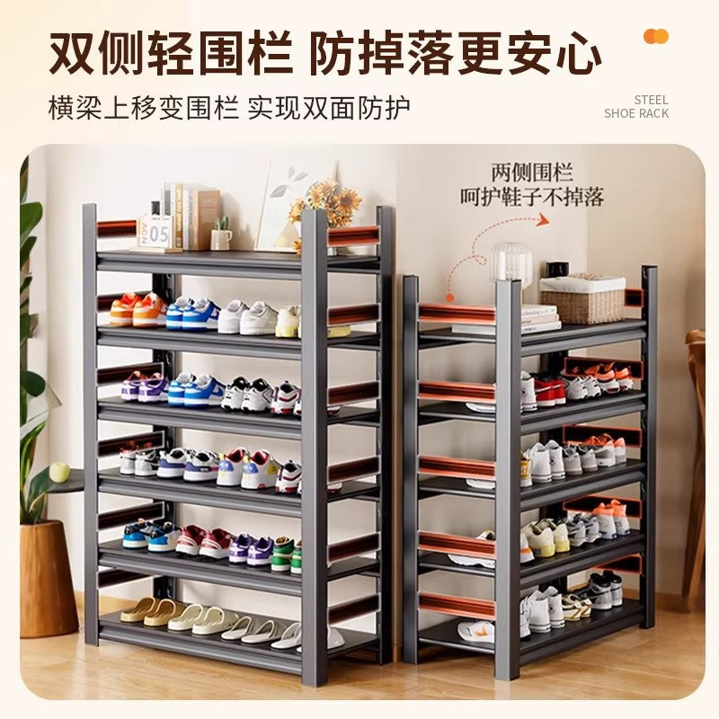 Shoe rack indoor entrance door floor-standing moisture-proof iron multi-layer storage rack shoe cabinet door all-in-one cabinet steel shoe cabinet