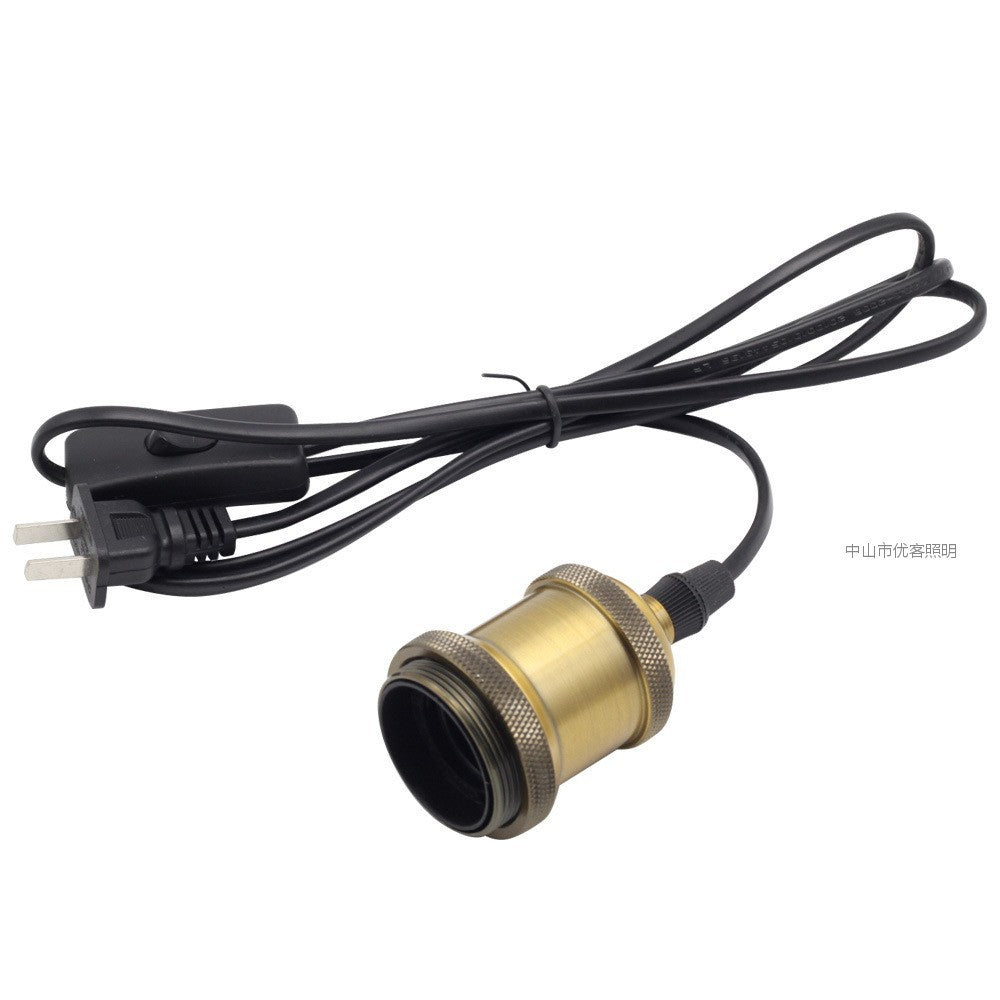 [Edison retro chandelier lamp head] Metal accessories dimming switch wire lamp holder E27 screw aluminum lamp head wire