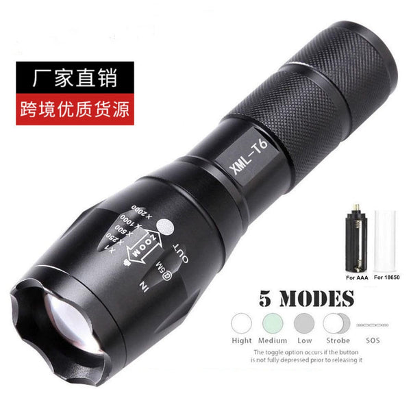 T6 charging zoom mini strong light flashlight outdoor led flashlight USB charging flashlight A100 explosive flashlight