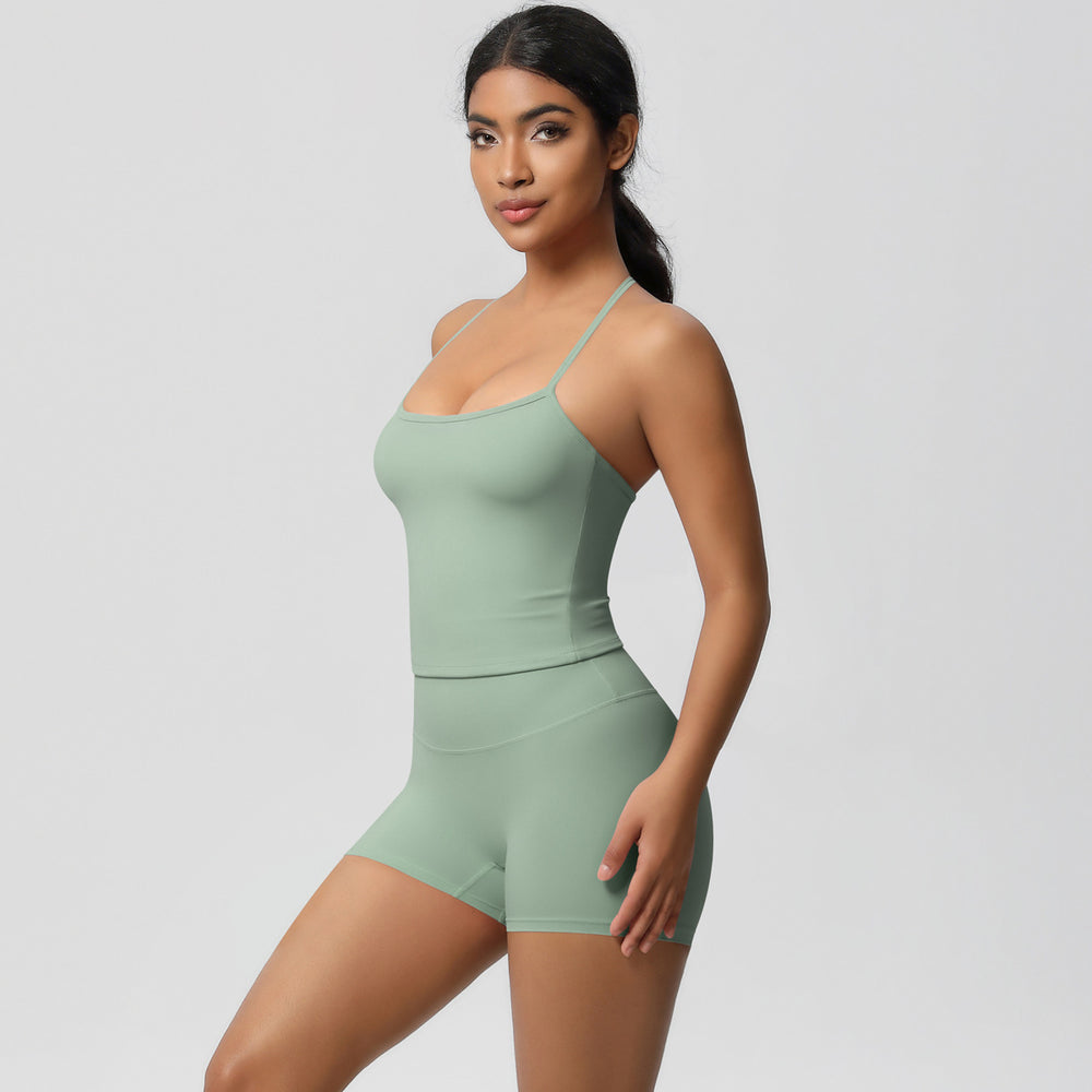 new arrivalpure color suspender beautiful back sports bra suithigh waist hip lifting running fitness yoga suit for women