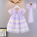 Baby girl sweet melody cake dress - new summer collection: short-sleeve mesh cute princess dress - wholesale available