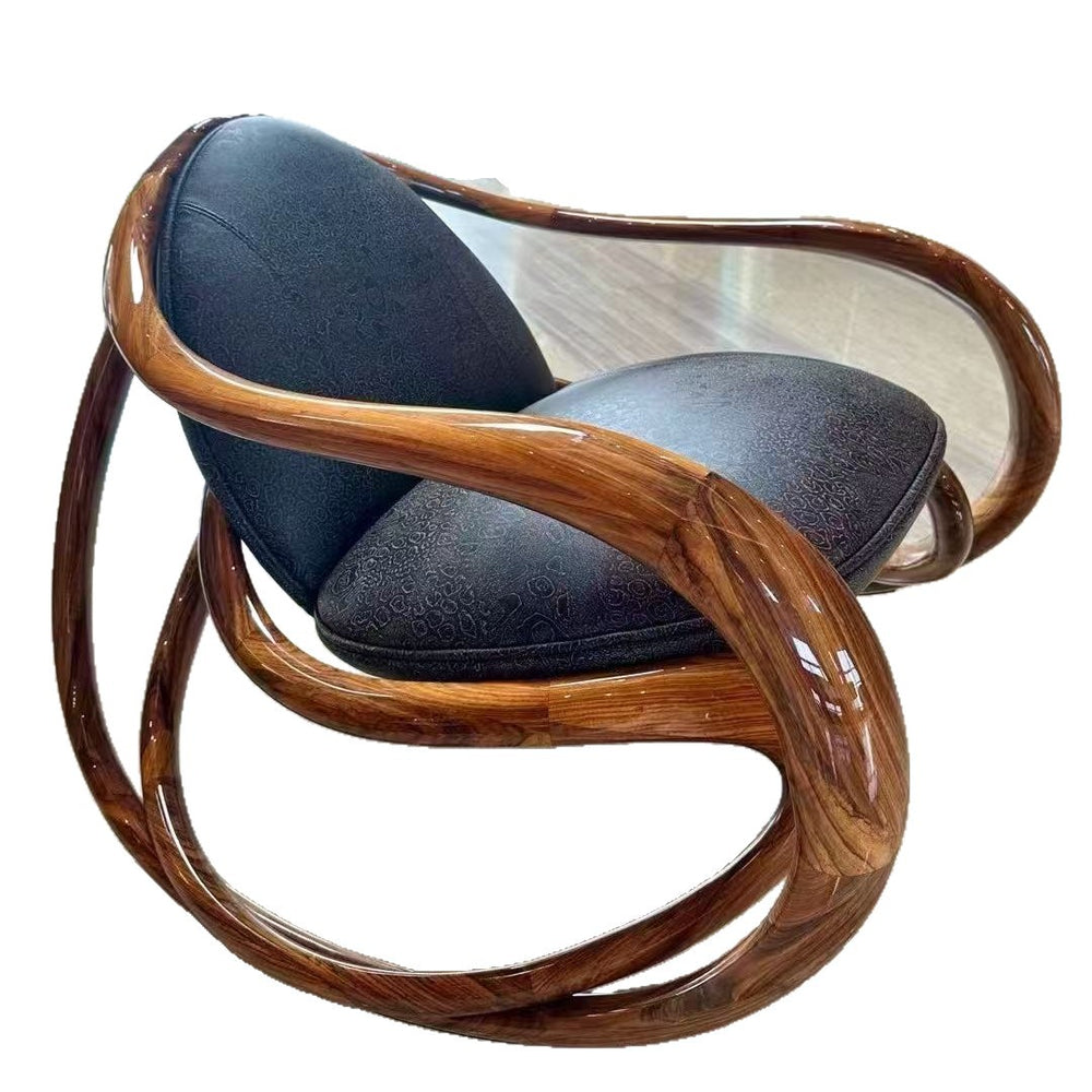Solid wood rocking chair - walnut finish - living room, villa, light luxury, leisure rocking chair - giorgetti designer style recliner
