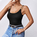 Amazon fashion cross-border sexy style u-neck sleeveless suspender t-shirt silm backless sense of design sleeveless tops for women