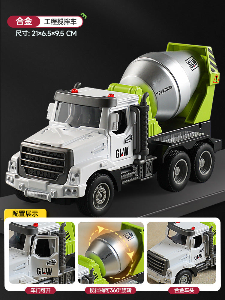 Kids' construction engineering toys - alloy dump truck, mixer truck, crane, excavator, log loader, and transporter - ages 3-6