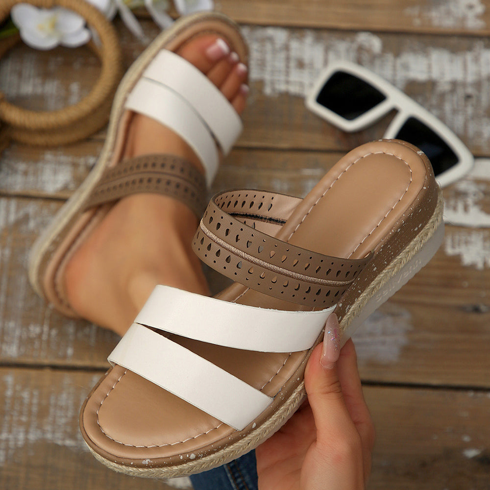 foreign trade high-heeled slippers for women 2024 new cross-border large size 43 hemp rope bottom thick sole fish mouth sandals for women wholesale
