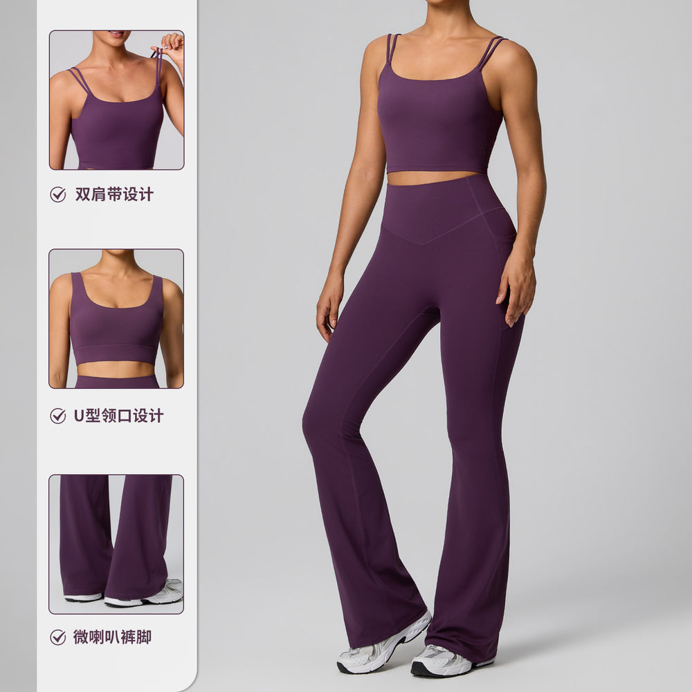 new women's activewear set: quick-dry running workout two-piece, pilates wide-leg yoga outfit