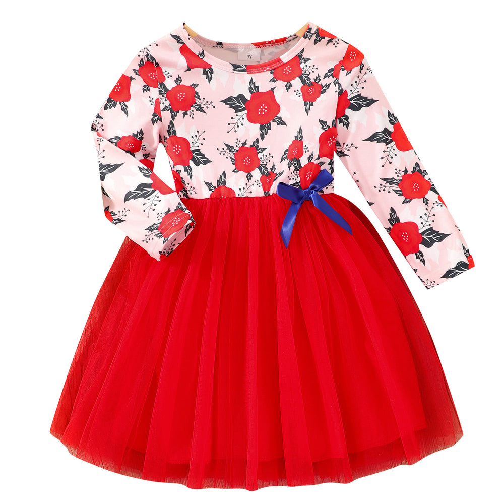 Halloween new arrivals: autumn long-sleeve double-layer mesh dress for toddlers and young children - cross-border exclusive, dropshipping available