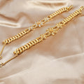 Middle eastern elegance 24k gold-plated copper rose bracelet - luxurious wide chain, perfect for weddings and valentine's day gifts