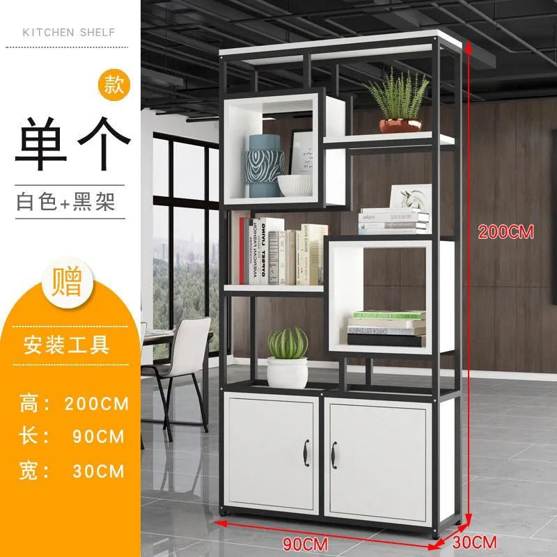 Office screen partition bookshelf storage rack iron floor-standing flower rack decorative rack dining room living room entrance display rack
