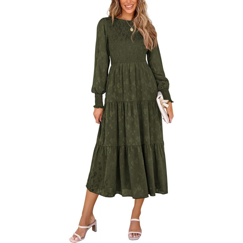 Amazon fashion elegant floral long sleeve dress women's  spring new arrival - graceful and flowy