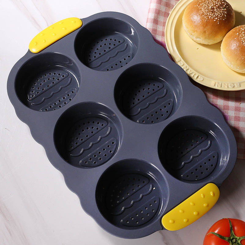 amazon silicone burger mold 6-piece enlarged handle bread mold kitchen baking tool non-stick baking pan
