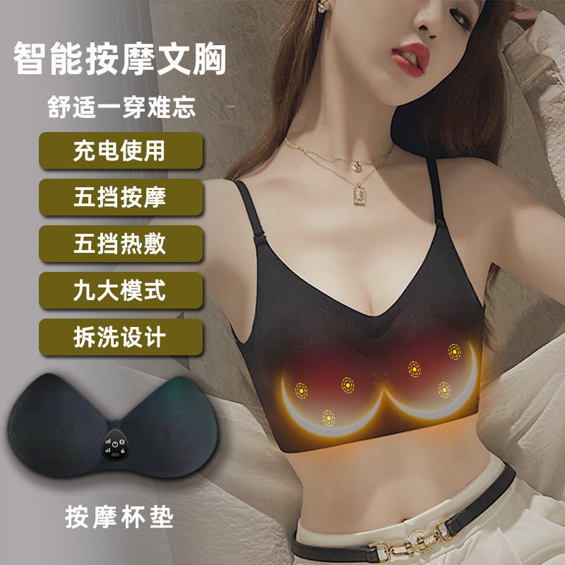 Chest massager massage bra wireless charging smart constant temperature vibration electric massage intimates bra instrument ice silk