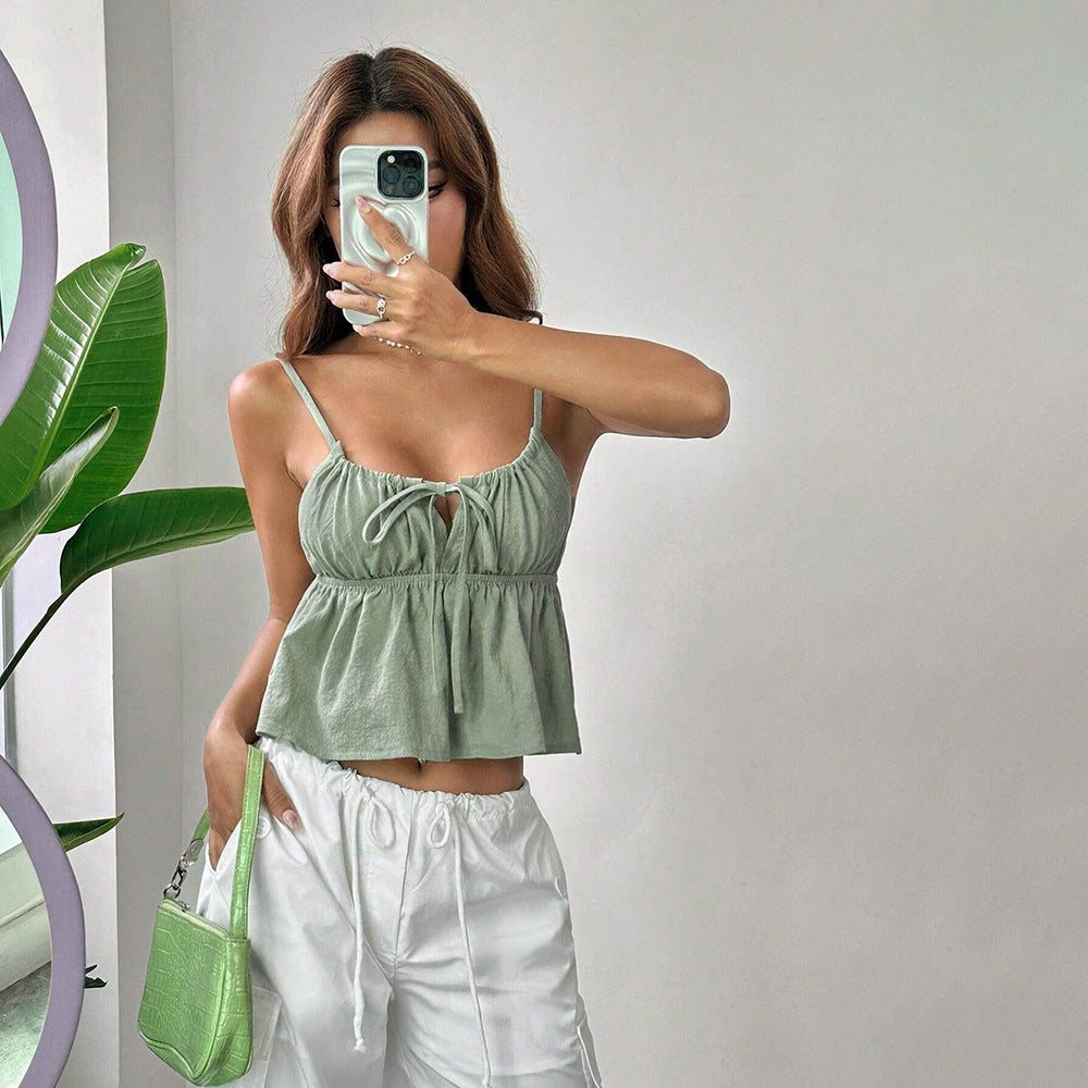 Silmshort vest suspender  sleeveless outer weartops female fashionsummernew arrivallace lace suspender