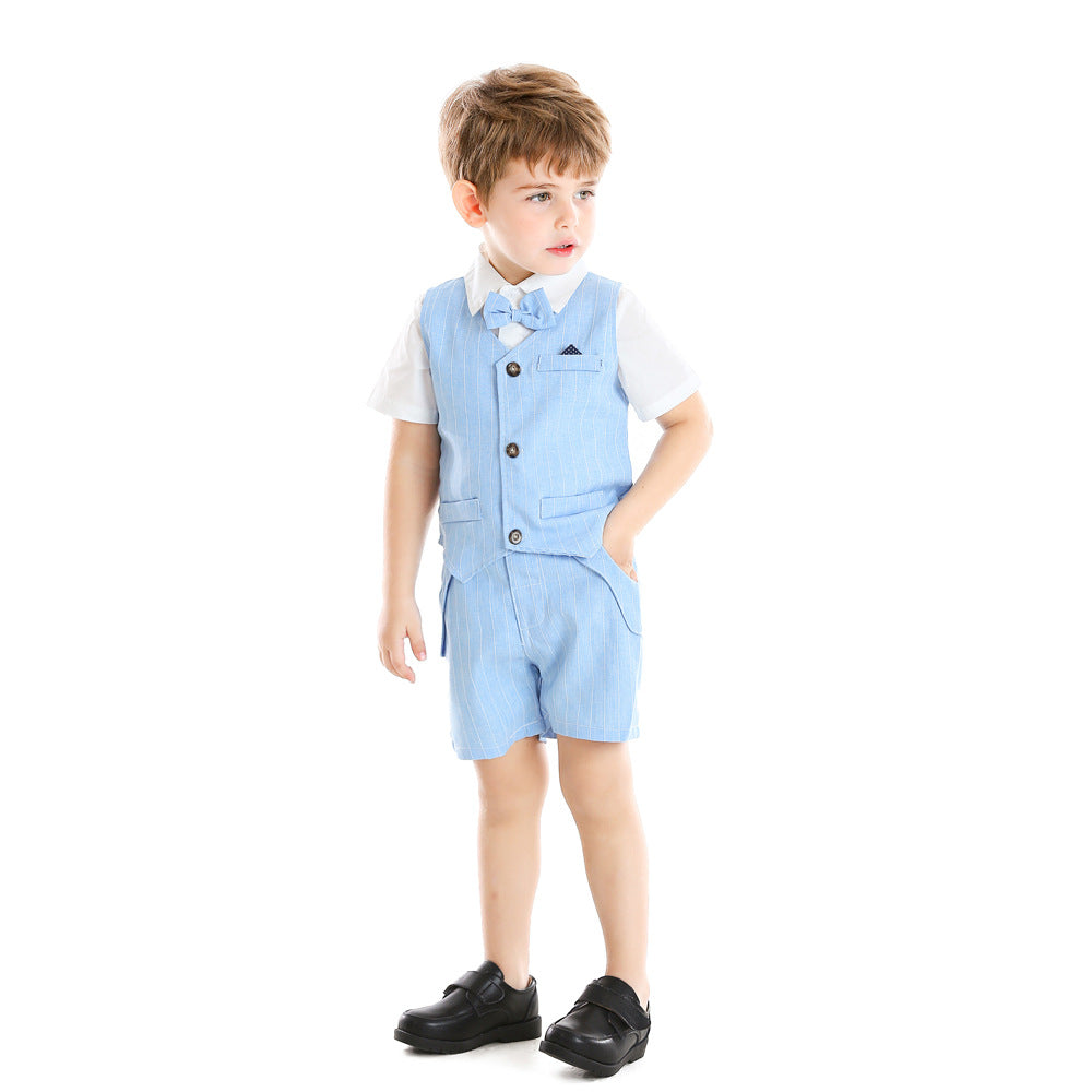 Exportfashion spring new arrivals children's clothing baby boy small suitvest gentleman three-piece setboy set dress