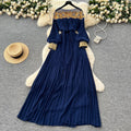 French chic high-end sequin & beaded mesh panel long sleeve bodycon dress - slimming, elegant, and flattering maxi dress for women