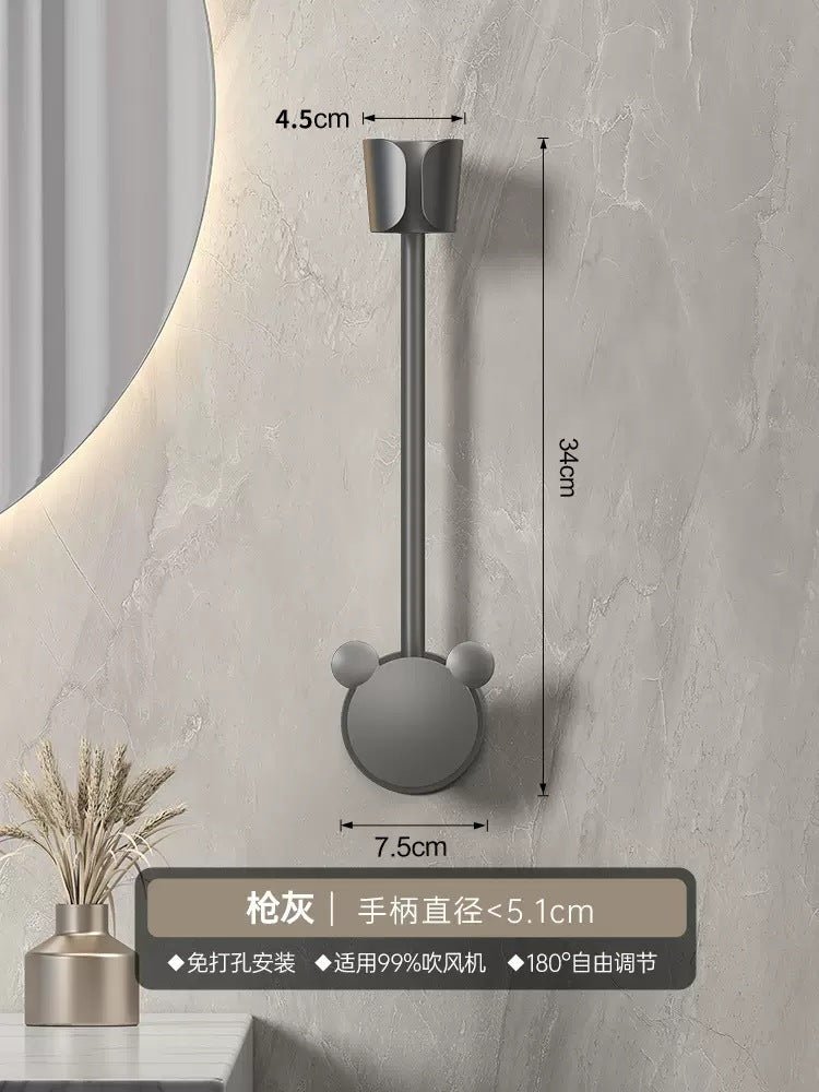 No punching, hair dryer rack, wall-mounted free hand-held rotating lazy bracket, bathroom, bathroom hair dryer storage