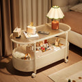 Cream style movable coffee table small apartment living room sofa side cabinet side coffee table simple modern storage trolley