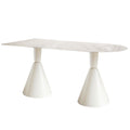 Luxury modern minimalist small apartment home oval dining table french cream style sintered stone dining table and chair set