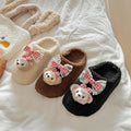 Cotton slippers women's autumn wintercute shirley rose bear outwearthick sole home non-slipfleece-linedheattech confinement shoes