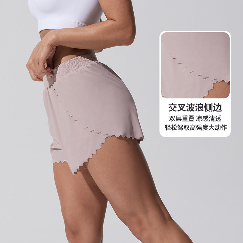 European and american style wavy fitness shorts - peach lift, running, casual, and workout shorts - women's 5-inch yoga shorts