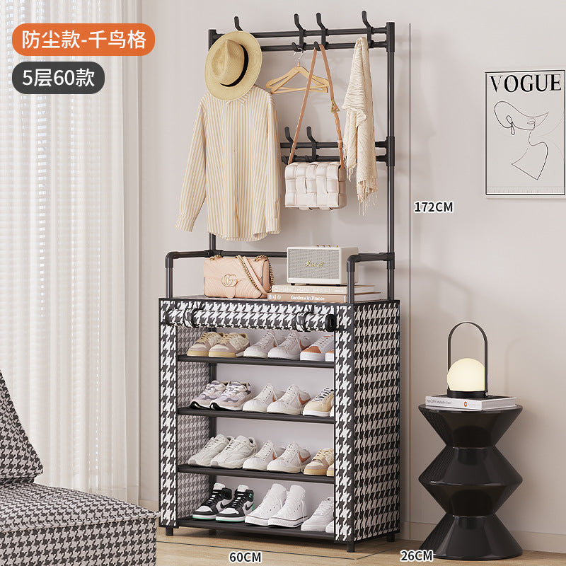 Shoe rack, multi-layer household entrance, dustproof, simple shelf, indoor storage, dormitory shoe cabinet against the wall