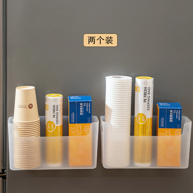 Kitchen seasoning, bathroom tissue sundries storage box, plastic refrigerator side multi-functional plastic wrap wall-mounted storage box