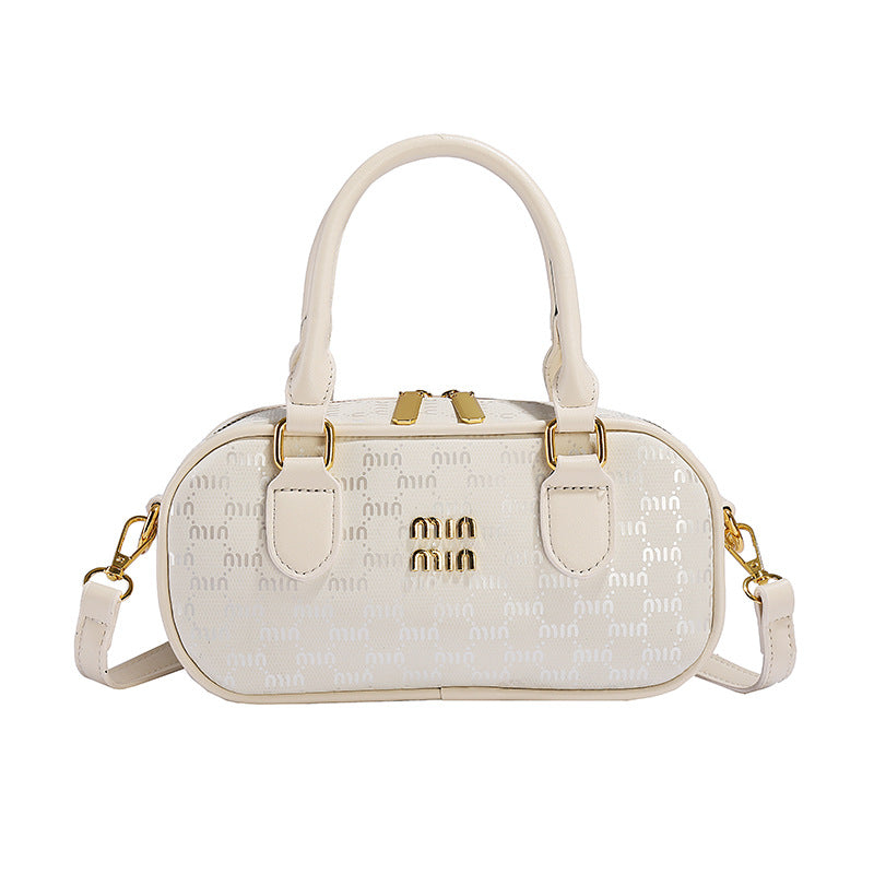 Retro portable bowling bag women's 2025 summer new niche printed pillow bag versatile fashion messenger bag