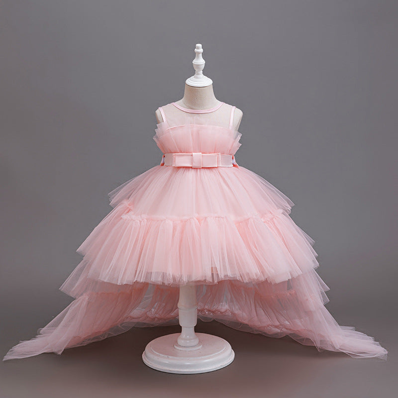 Girls' formal dresses with train length, detachable back length, children's princess dresses, gradient flower girl wedding dresses, cross-border dropshipping