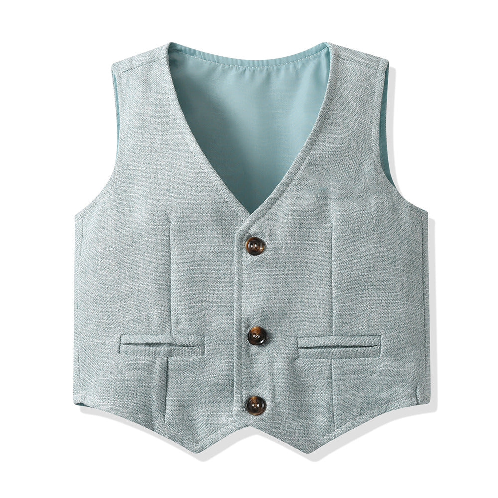 Boyssuit spring clothes handsome flower boy vest three-piece set baby spring & fall style six one year old dress children's dress