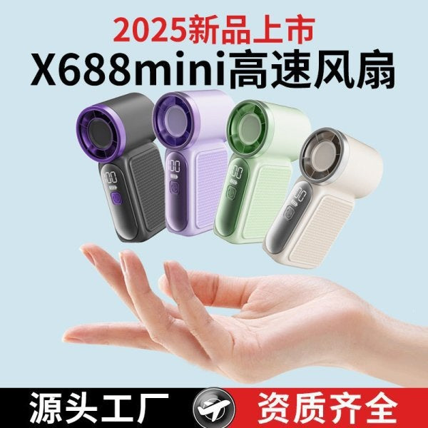 X688 new high-speed mini handheld fan, usb rechargeable, long-lasting battery, turbine portable outdoor fan