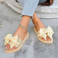 Summer new indoor casual comfort lightweight home slippers linen bowknot flip-flops flat non-slip sandals