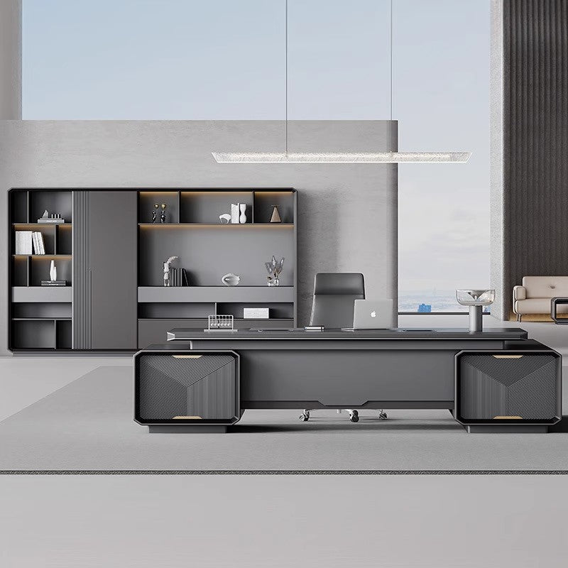 Chairperson Boss Table High-end President Italian Minimalist Large Desk Grey Leadership Paint General Manager Office Desk