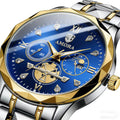 Dropshipping diamond-accented calendar multifunctional moon phase trendy fashion quartz men's watch waterproof luminous men's watch
